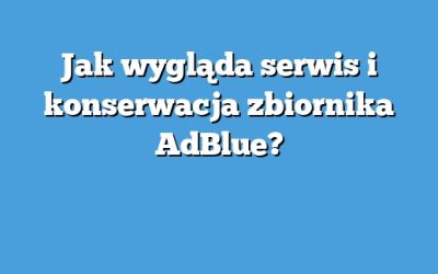 Jak wygląda serwis i konserwacja zbiornika AdBlue?