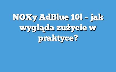NOXy AdBlue 10l – jak wygląda zużycie w praktyce?