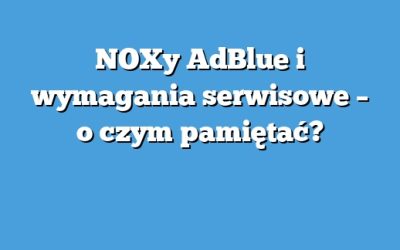 NOXy AdBlue i wymagania serwisowe – o czym pamiętać?