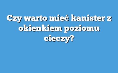 Czy warto mieć kanister z okienkiem poziomu cieczy?