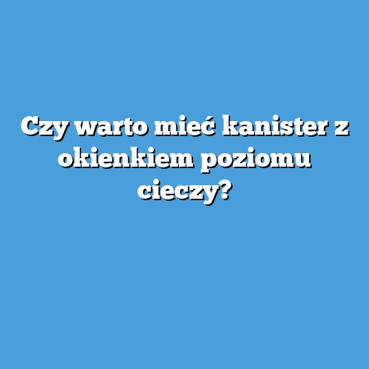 Czy warto mieć kanister z okienkiem poziomu cieczy?