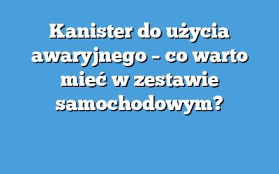 Kanister do użycia awaryjnego – co warto mieć w zestawie samochodowym?