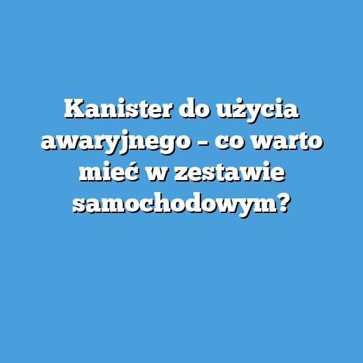 Kanister do użycia awaryjnego – co warto mieć w zestawie samochodowym?