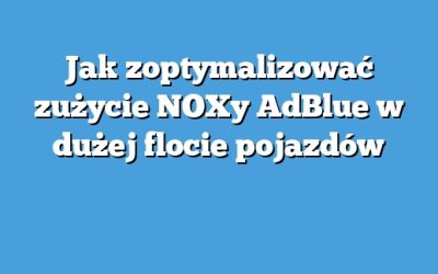 Jak zoptymalizować zużycie NOXy AdBlue w dużej flocie pojazdów