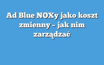 Ad Blue NOXy jako koszt zmienny – jak nim zarządzać