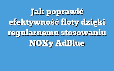Jak poprawić efektywność floty dzięki regularnemu stosowaniu NOXy AdBlue