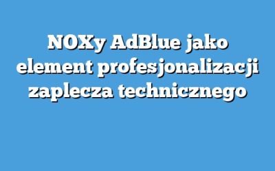 NOXy AdBlue jako element profesjonalizacji zaplecza technicznego