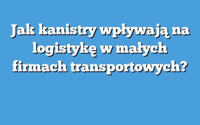 Jak kanistry wpływają na logistykę w małych firmach transportowych?