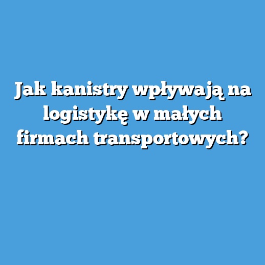 Jak kanistry wpływają na logistykę w małych firmach transportowych?