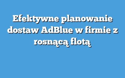 Efektywne planowanie dostaw AdBlue w firmie z rosnącą flotą