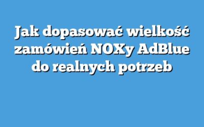 Jak dopasować wielkość zamówień NOXy AdBlue do realnych potrzeb