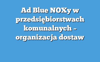 Ad Blue NOXy w przedsiębiorstwach komunalnych – organizacja dostaw