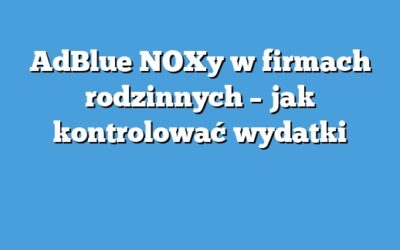 AdBlue NOXy w firmach rodzinnych – jak kontrolować wydatki