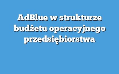 AdBlue w strukturze budżetu operacyjnego przedsiębiorstwa