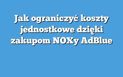Jak ograniczyć koszty jednostkowe dzięki zakupom NOXy AdBlue