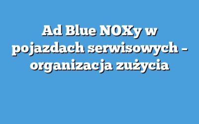 Ad Blue NOXy w pojazdach serwisowych – organizacja zużycia