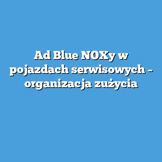 Ad Blue NOXy w pojazdach serwisowych – organizacja zużycia Ad Blue NOXy w pojazdach serwisowych – organizacja zużycia
