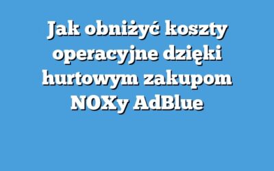 Jak obniżyć koszty operacyjne dzięki hurtowym zakupom NOXy AdBlue