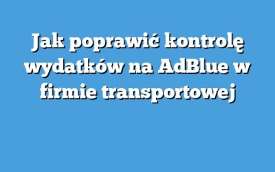 Jak poprawić kontrolę wydatków na AdBlue w firmie transportowej