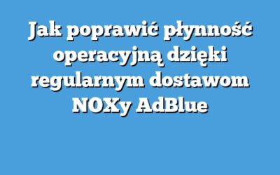 Jak poprawić płynność operacyjną dzięki regularnym dostawom NOXy AdBlue