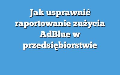 Jak usprawnić raportowanie zużycia AdBlue w przedsiębiorstwie