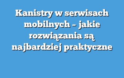 Kanistry w serwisach mobilnych – jakie rozwiązania są najbardziej praktyczne